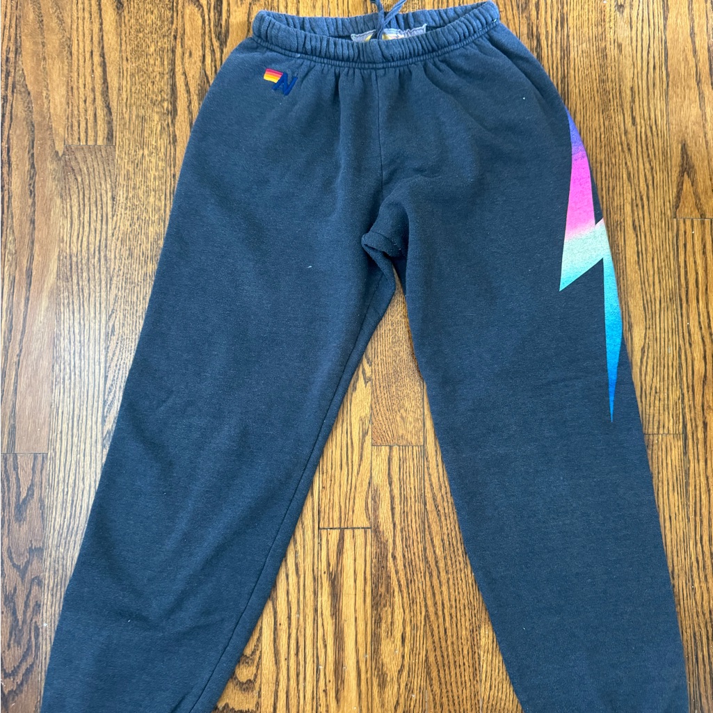 Aviator Nation Dark Blue Joggers With Rainbow Lightning